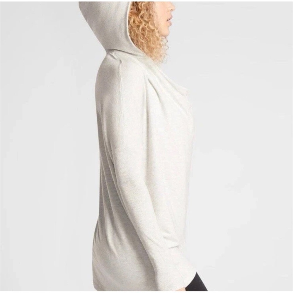 Athleta Purana Wrap Sweatshirt Hoodie Light Gray Heather Long Sleeve XS - Picture 3 of 9